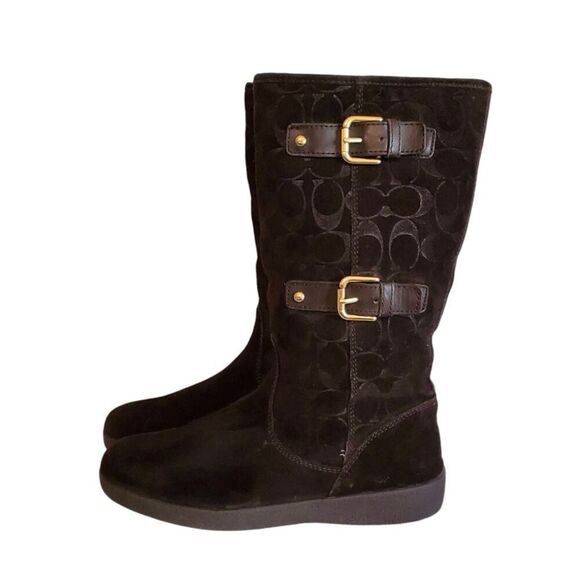 COACH Tinah Signature Logo Suede Boots Size 9B - Picture 3 of 8